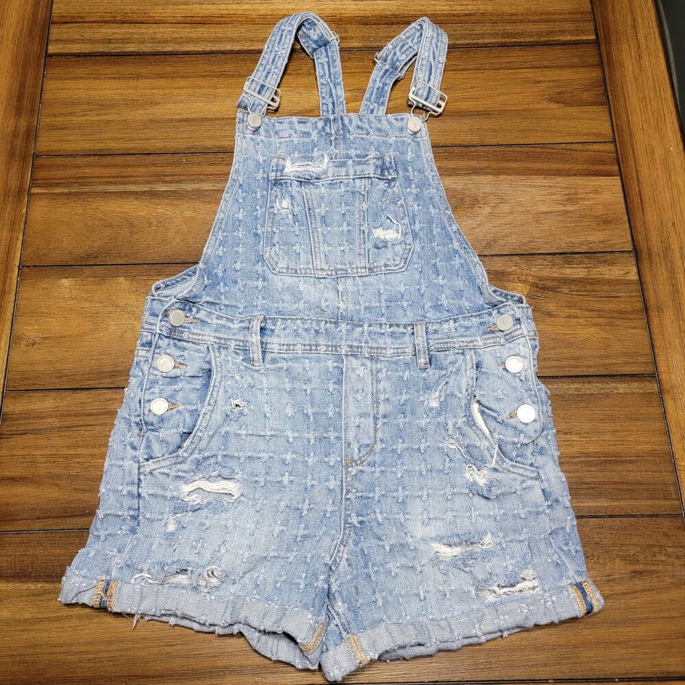 Blank NYC Textured Denim Shortalls - Size 27